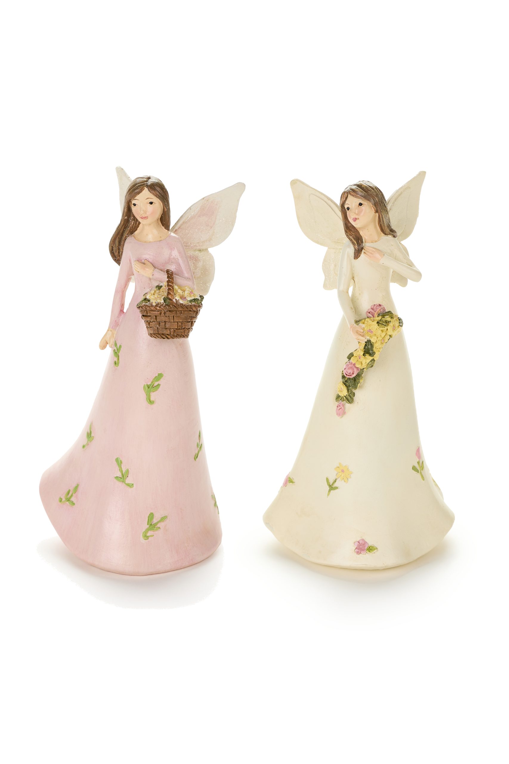 Angelo resina con fiori h15 cm - immagine 2