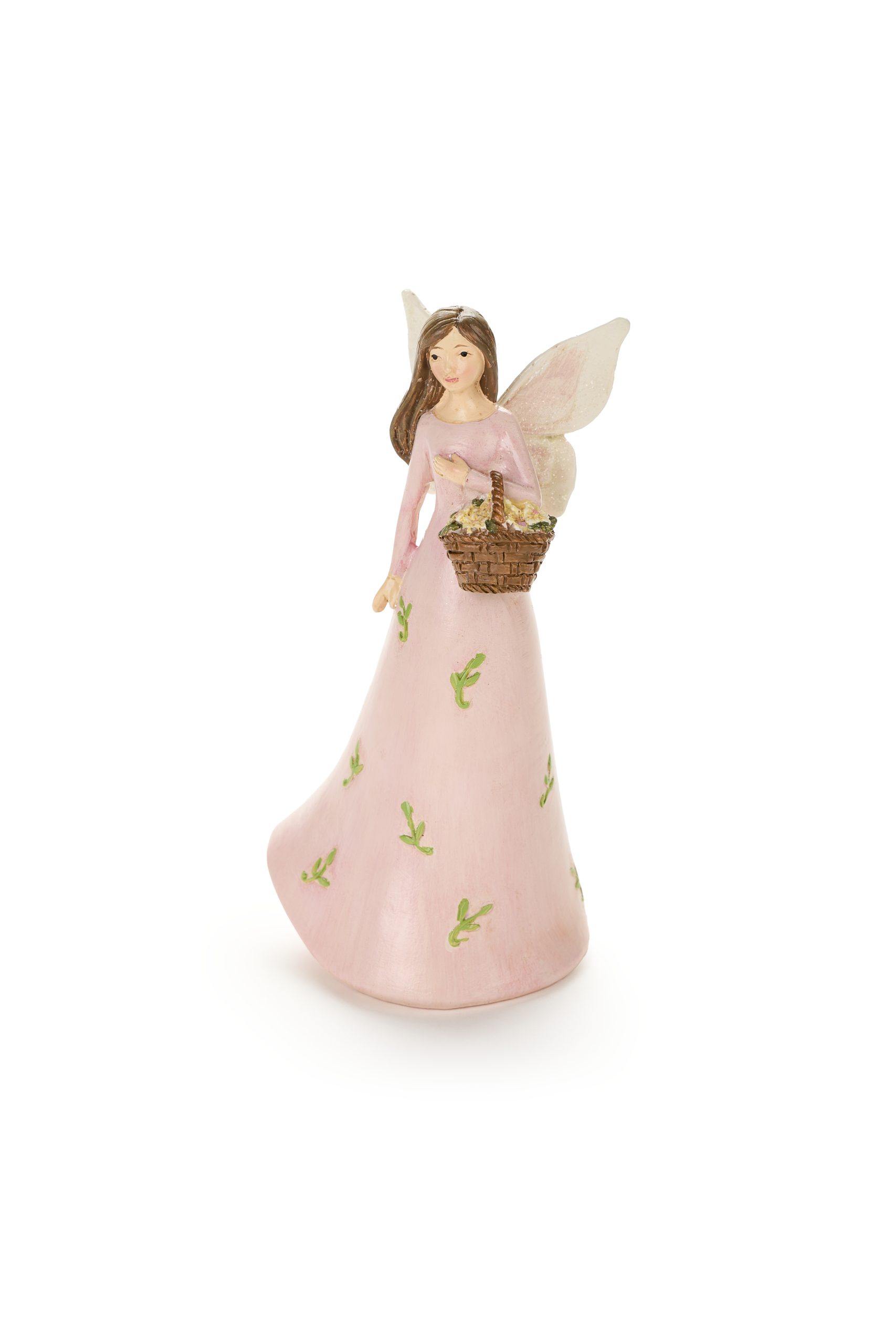 Angelo resina con fiori h15 cm